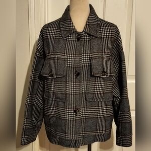 MNG Short Plaid Jacket Size M